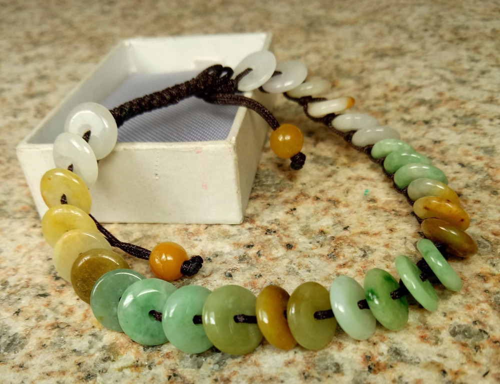 Certified Natural Grade A Jade Jadeite Hand-Knitting Bead Circle Beads Bracelet